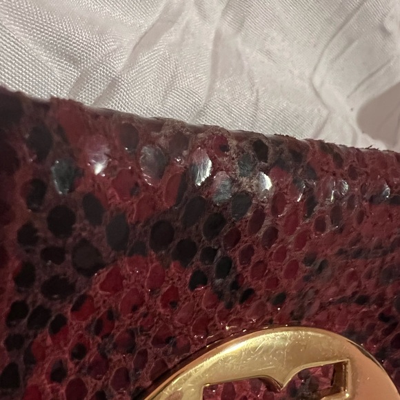 Tori Burch Burgundy Python wallet Clutch - Picture 5 of 6